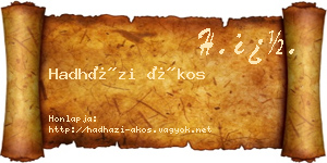 Hadházi Ákos névjegykártya